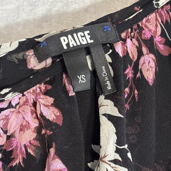Paige 100% Silk Llara Floral Ruffle Blouse In Mauve Rose Multi Women's Sz XS - Picture 10 of 11